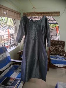 Elegant Slate Grey Handloom Silk Salwar Suit Set