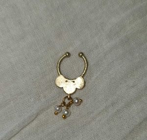 Elegant Gold Septum Nose Pin with Pearls