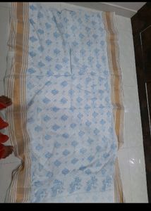 Pure Cotton White  Saree