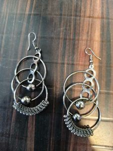 Unique Silver Tone Hoop Earrings