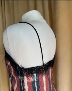 ZARA Striped Cami Top with Lace Trim