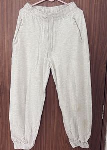 Grey Jogger Pants with Zipper Details