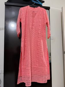 Elegant Pink Chikankari Kurta
