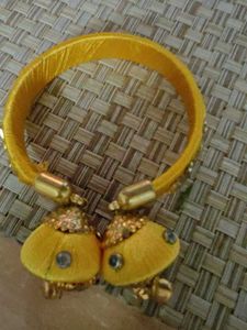 Yellow Silk Bangle with Tassels