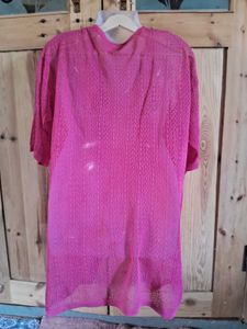 Pink Open Front Cardigan