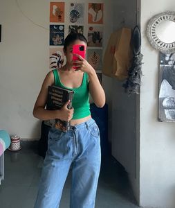 Green Cropped Tank Top
