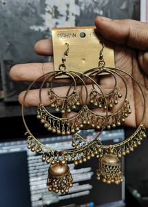 Boho Jhumka Hoop Earrings