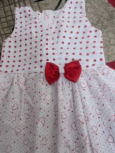 kids White &amp; Red Polka Dot Bow Party Dress