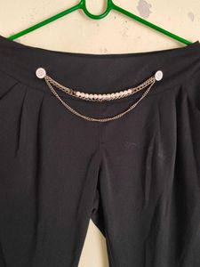 Chic Black Pants with Chain Detail