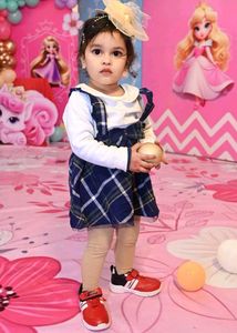 Tartan Pinafore Dress with hair accessories