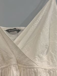 Vintage-Vibe White Cotton Lace Day Dress