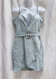 I. StunningLightBlue Mini Dress with Rhinestone