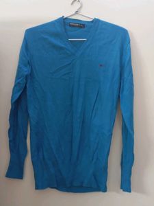 women Blue V-Neck Sweater