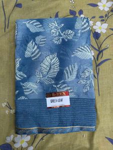 Stylish Blue Floral Print Saree