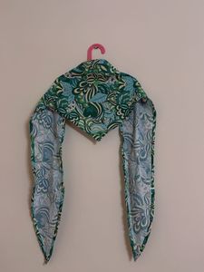 Green Floral Print Scarf top