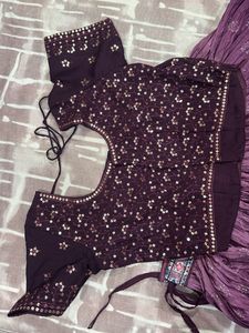 Purple Printed Lehenga Choli Set