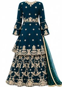 Stunning Teal Embroidered Lehenga Choli