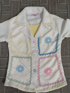 #Girls White फ्लोरल क्रोशिया कॉर्ड सेट (Croche