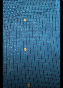 Teal Blue Checked Saree