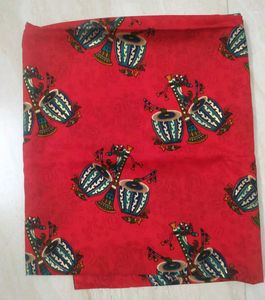 Red and gold print cotton fabric