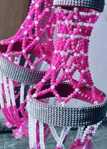 Set of 2 Pink Beaded Hanging Lanterns