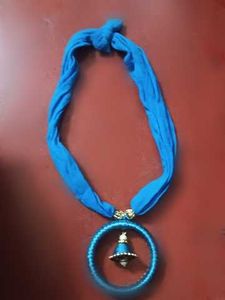 Bohemian Blue Fabric Necklace &amp; Earrings Set