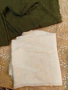 Chic Dupatta Set - Olive Green & Cream