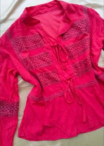 Pink Embroidered Tunic Top