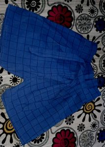 Blue Checkered Paperbag Waist Shorts