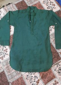 kid's green kurta with jacket