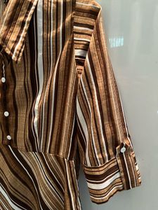 Striped brown collared Dress