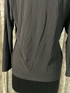 Chic Black Long Sleeve Top with Decorative Tie Det