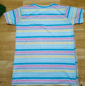 Striped T-Shirt with "Happy" Graphic