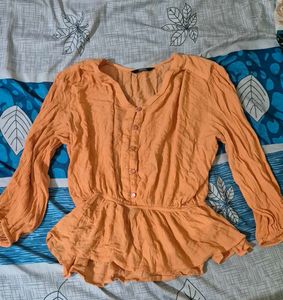Orange Peplum Blouse