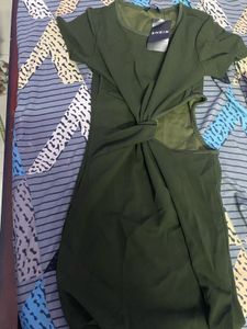 Chic Olive Green Cut-Out Mini Dress