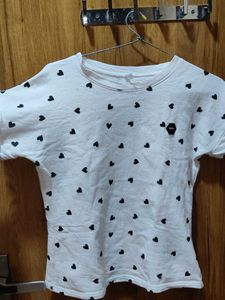 White Heart Print T-Shirt