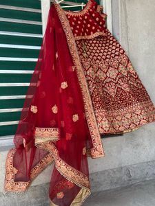 Elegant Maroon Velvet Lehenga Choli