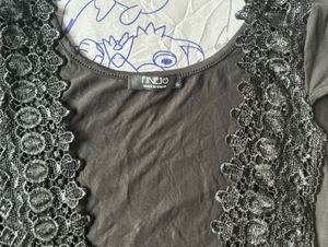 Chic Lace Trim Dark Grey Top