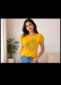 Stylish Yellow T-Shirt with Wing Design