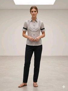 Chic Patterned Short Sleeve Blouse