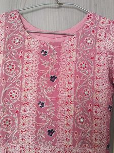 Pink ari work kurti