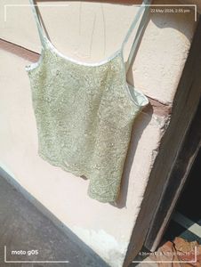 Pastel green Top Full Embroided