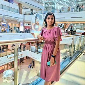 Women Solid Boat Neck Pink Dress