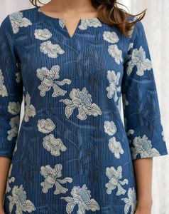 Blue Floral Print Kurta