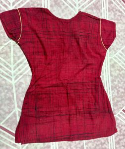 Red Embellished Kurta