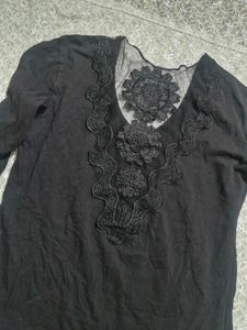 Black Lace Back Top