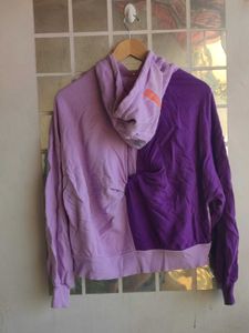Purple &amp; Lilac Contrast Sleeve Backless Hoodie