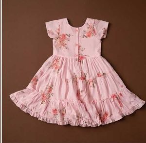 Girls  Pink Floral Ruffle Dress For 3 ro 4 years