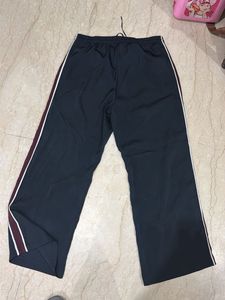 Navy Blue Wide Leg Track Pants