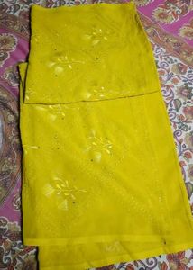 Lime Green Embroidered Salwar Kameez Fabric